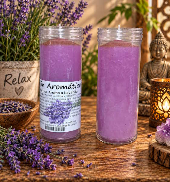 Velón Lila aroma Lavanda
